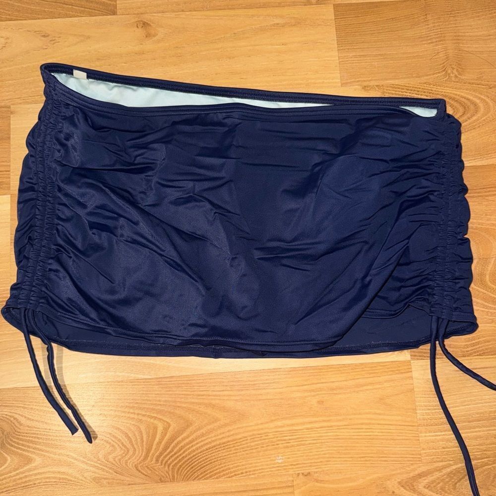 Victorias Secret Navy Blue Ruched Bathing Suit Bottom with Skirt